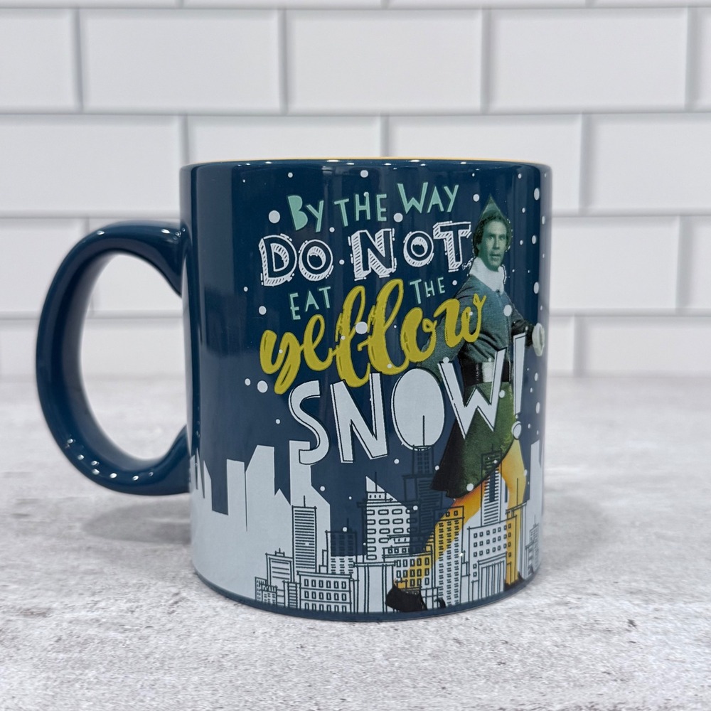 Silver Buffalo Elf‎ Movie Buddy the Elf Yellow Snow Ceramic Coffee Mug 20oz Blue